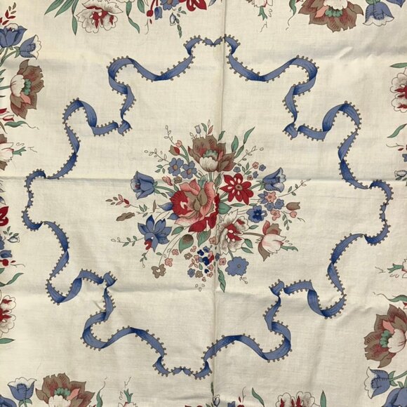 Laura Ashley Vintage cotton white blue pink floral print large scarf - Picture 8 of 8